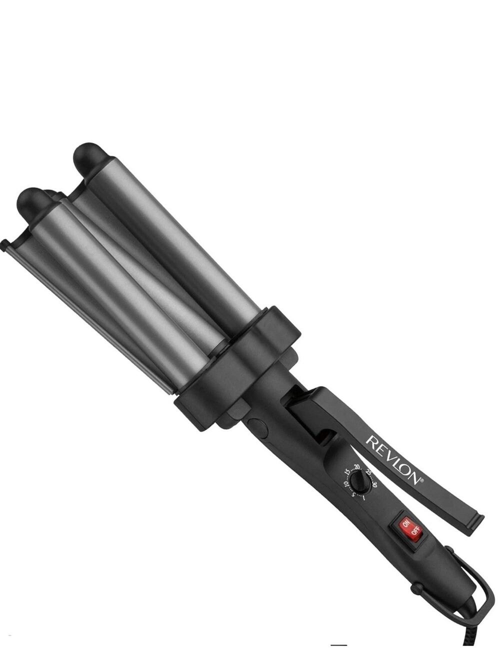 REVLON 3 Barrel Jumbo Hair Waver | Long-Lasting, Natural Looking Waves, (Grey)